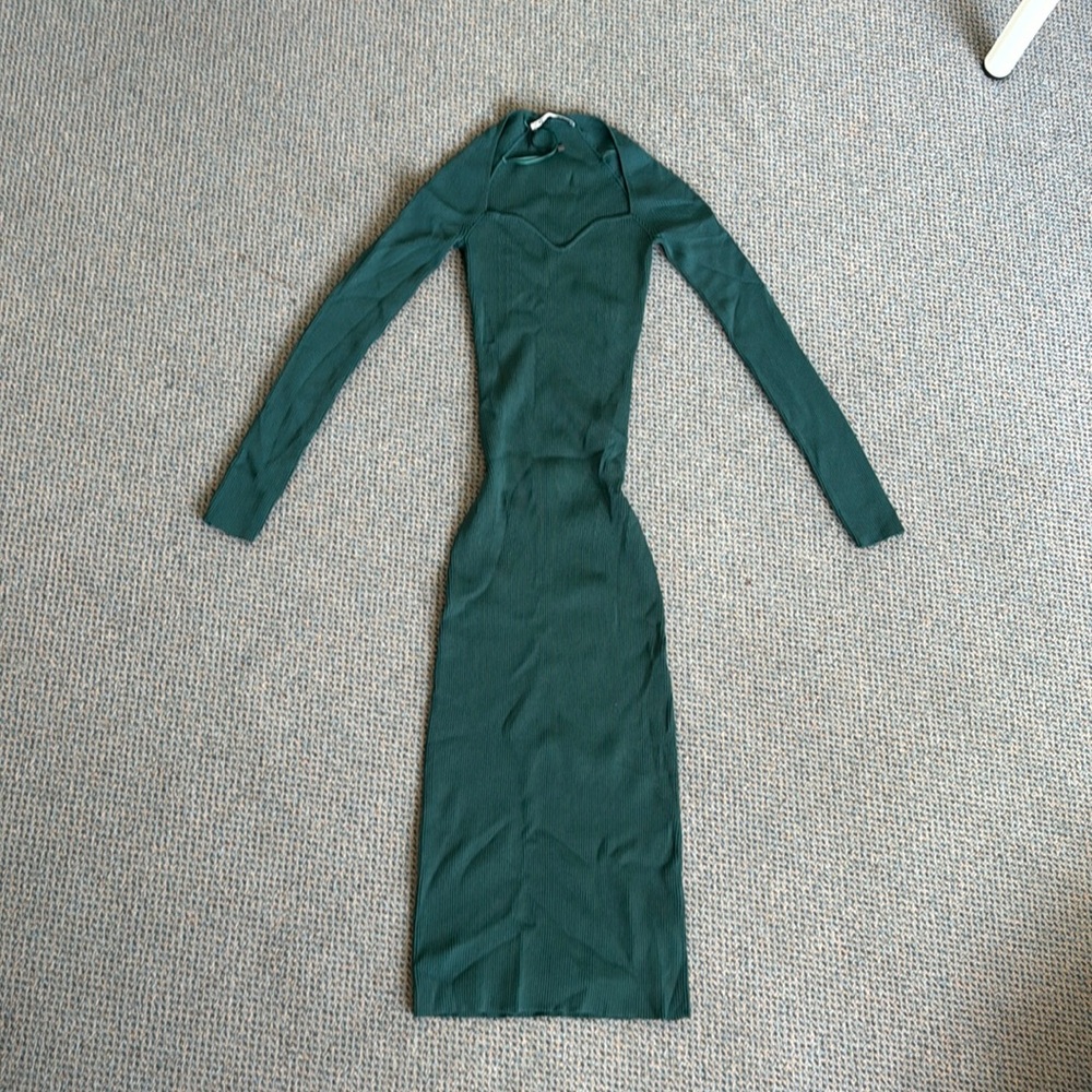 Zara ribbed Hunter green dress